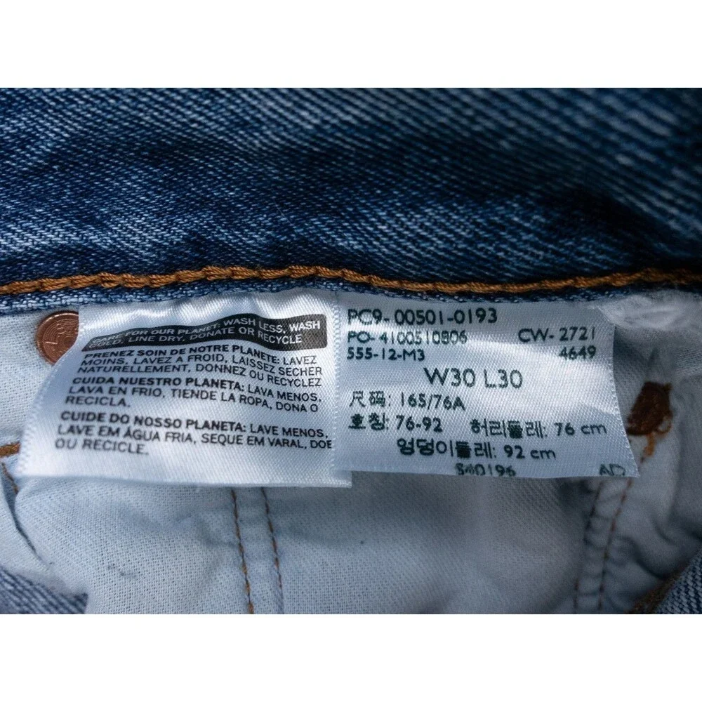 Levis 501 Jeans Mens 30x30 Blue Straight Button Fly Cotton Denim Casual Preppy